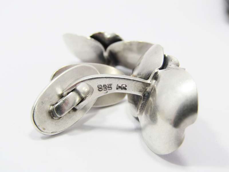 Vintage Pair of Silver & Coral Cufflinks