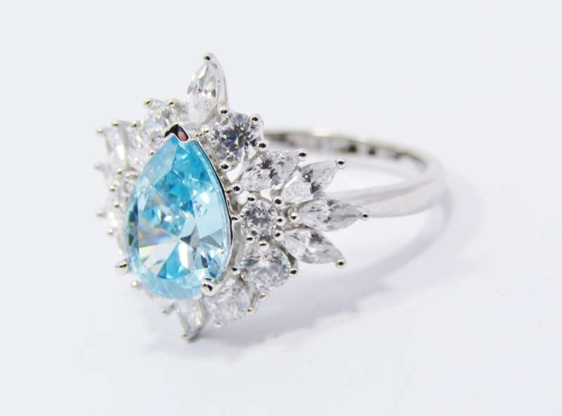 A Gorgeous Sea Green Zirconia Cluster Ring in Sterling Silver.