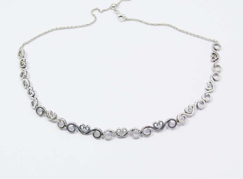 A Beautiful Vintage Scroll Design Pandora  Necklace in Sterling Silver.