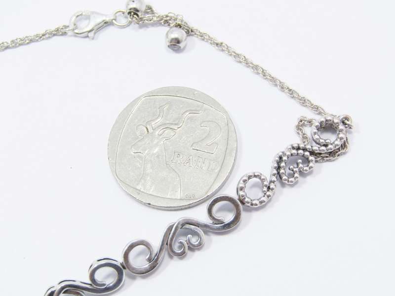 A Beautiful Vintage Scroll Design Pandora  Necklace in Sterling Silver.