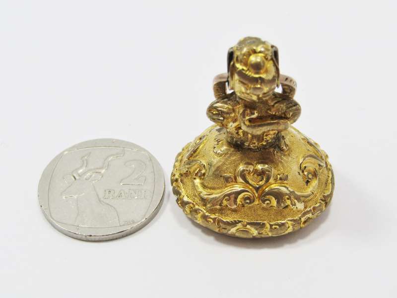 Lovely Large Antique Gold-Tone Fob Seal
