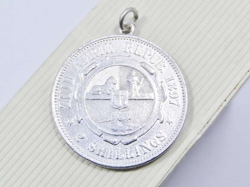 Antique ZAR 1897 Silver Coin Pendant