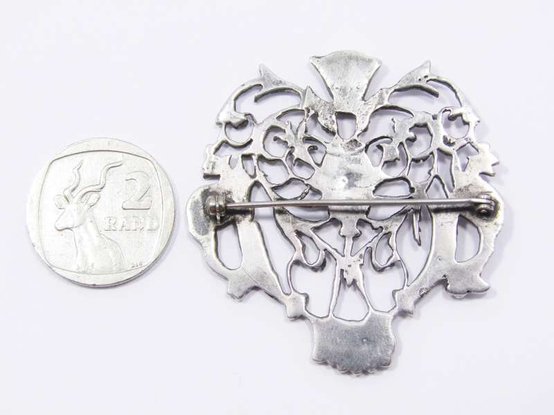 Antique Victorian Renaissance Revival Silver Brooch