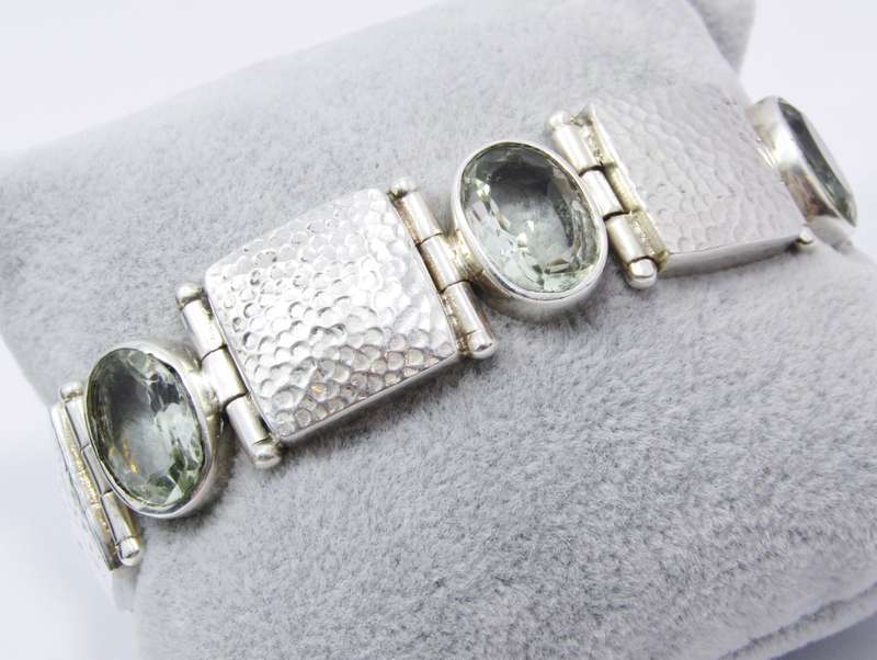 A Magnificent Chunky Prasiolite Bracelet in Sterling Silver.