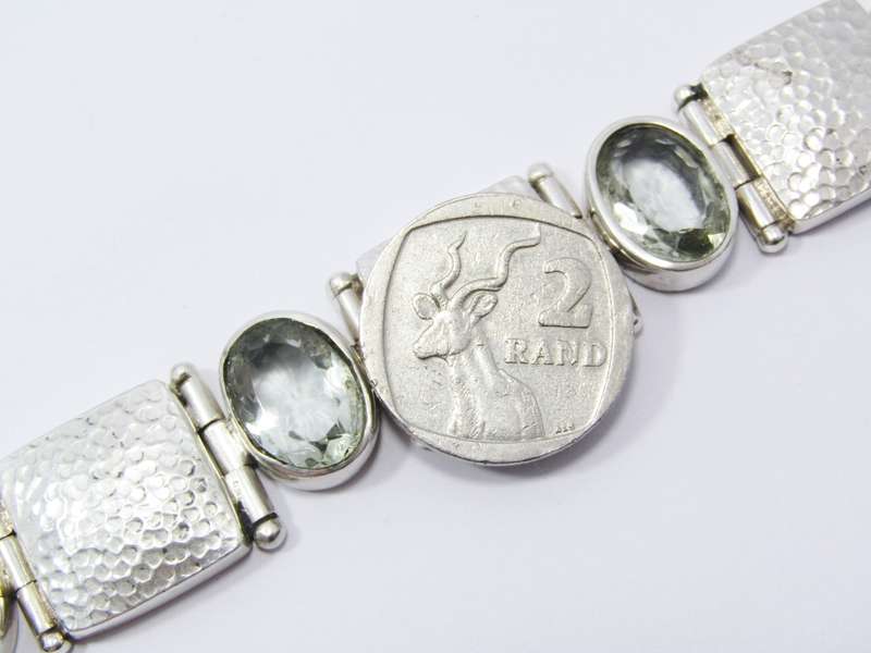 A Magnificent Chunky Prasiolite Bracelet in Sterling Silver.