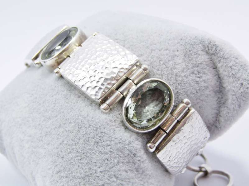A Magnificent Chunky Prasiolite Bracelet in Sterling Silver.