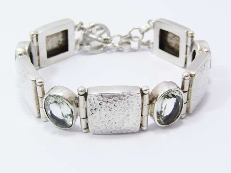 A Magnificent Chunky Prasiolite Bracelet in Sterling Silver.