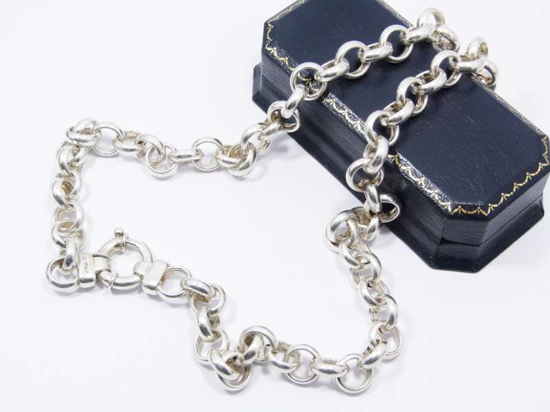 A Stunning  Large Hollow Link Round Necklace With a Signoretti Clasp in Sterling Silver.