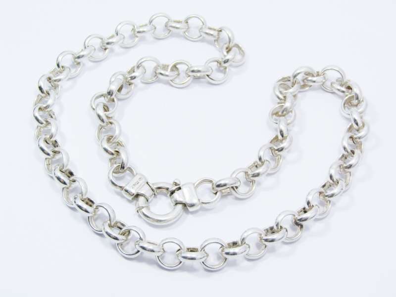 A Stunning  Large Hollow Link Round Necklace With a Signoretti Clasp in Sterling Silver.