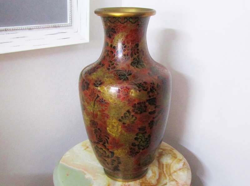 Stunning! HUGE Cloisonne Vase with Beautiful Detail