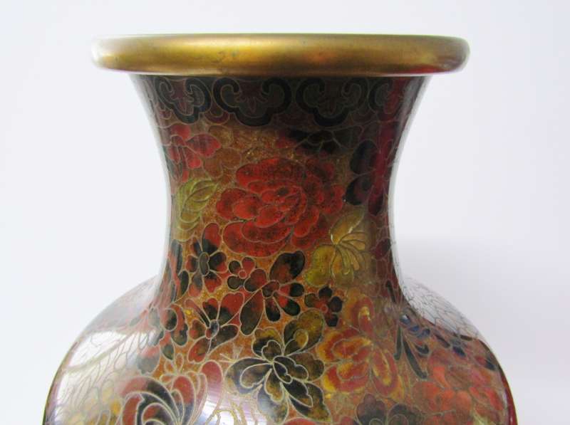 Stunning! HUGE Cloisonne Vase with Beautiful Detail