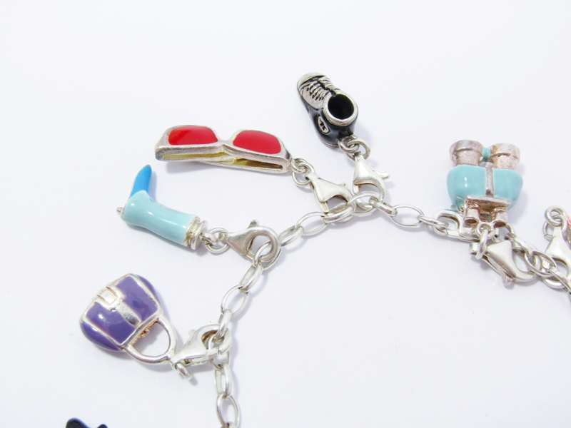 Lovely Sterling Silver & Enamelled Charm Bracelet