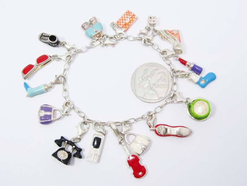 Lovely Sterling Silver & Enamelled Charm Bracelet