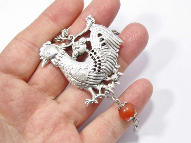 Beautiful Antique Chinese Silver Pendant on Chain