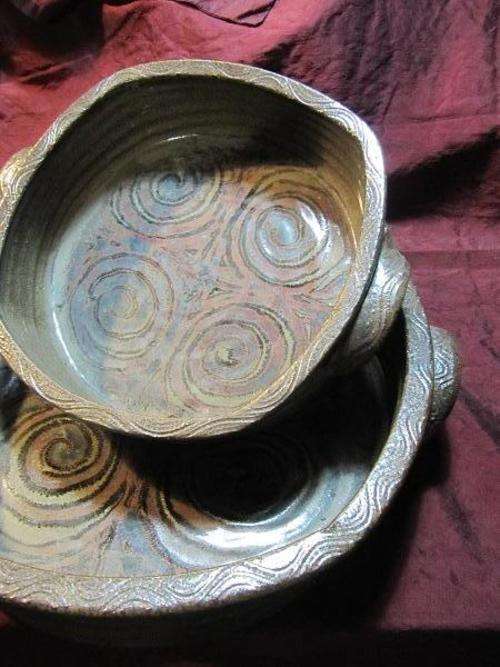 Pair of Large Stunning Pottery Serving Bowls