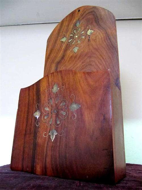 Brass Inlaid Solid Wood Letter Holder