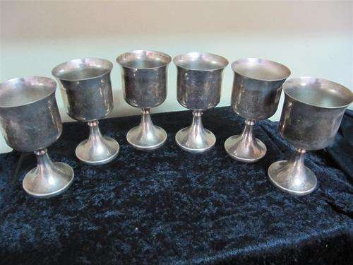 Set of Six (6) Silver plated goblets