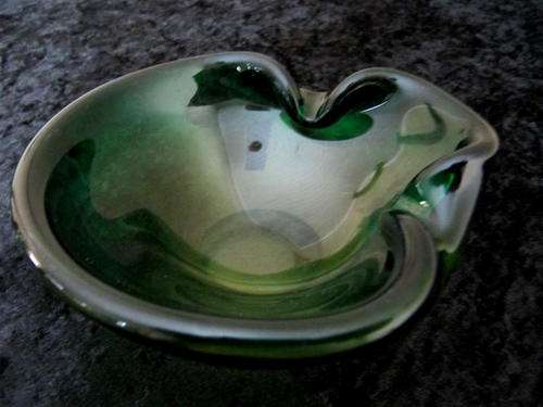 Murano Glass Bowl in Green and Black Colours