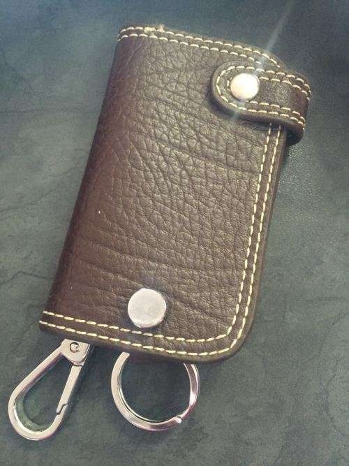 Brown Leather Car Key Holder Case Cover for Ford