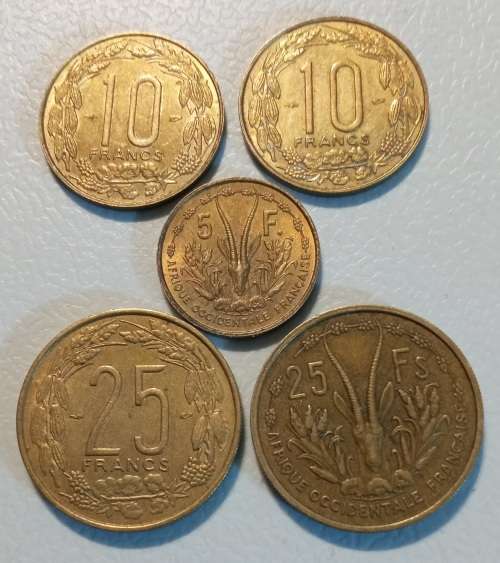 5x Cameroun Coins 1953-1958