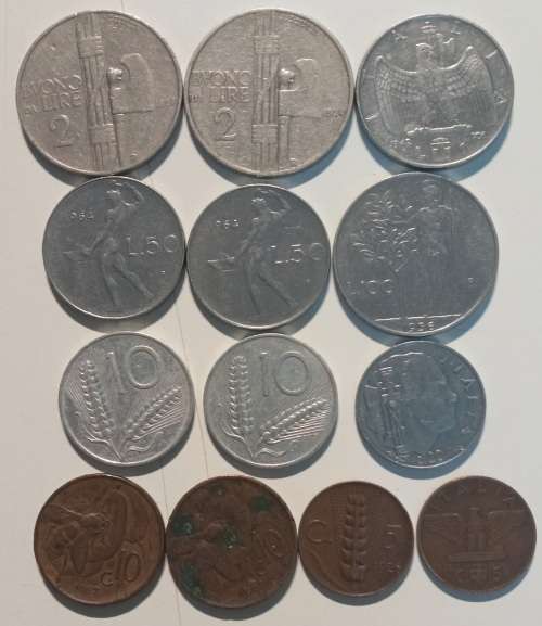 13x Italian coins 1923-1964