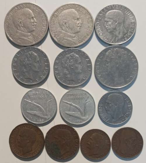 13x Italian coins 1923-1964