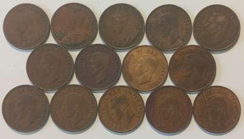 14x SA Pennies 1930-1946