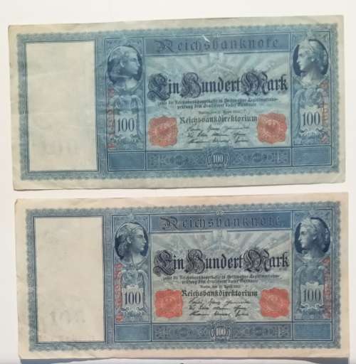 2x 1910 Ein Hundert Mark Reichsbank