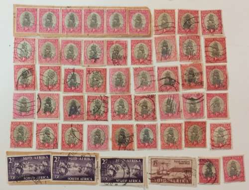 box of +/- 300 early South African stamps