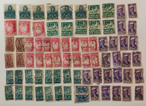 box of +/- 300 early South African stamps