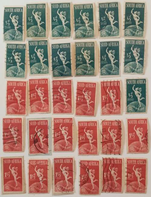 box of +/- 300 early South African stamps