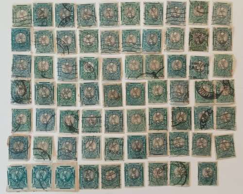 box of +/- 300 early South African stamps