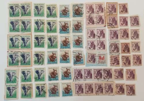 box of +/- 300 early South African stamps