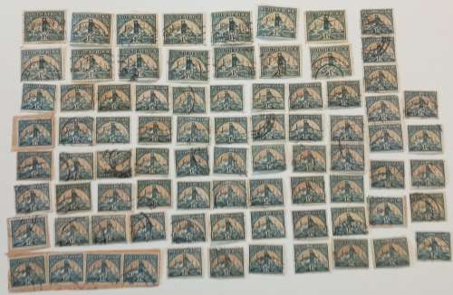 box of +/- 300 early South African stamps
