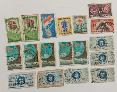 box of +/- 300 early South African stamps