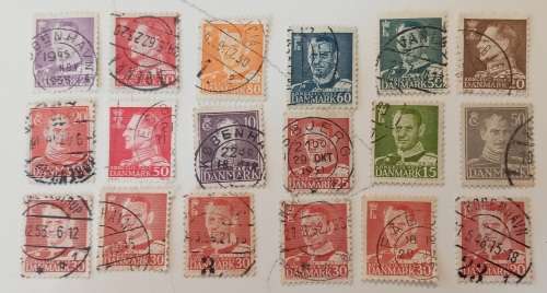 pack of 25 stamps from Denmark