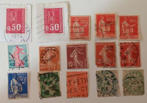pack of stamps from France