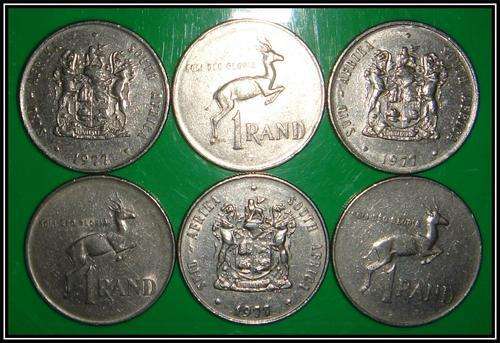 Lot of 10 1 Rand coins - 1977