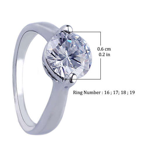 SILVER PLATED CLASSIC AUGER SIMILATED DIAMOND RING SIZE 7
