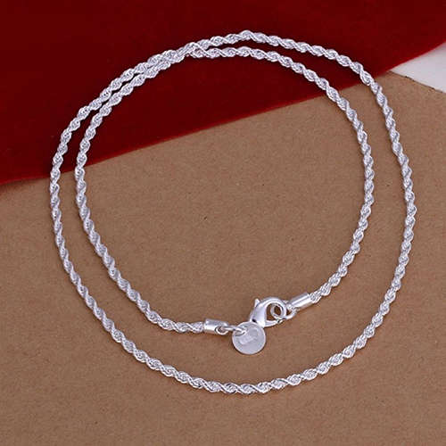 925 SILVER PLATED TWISTED NECKLACE 18 INCH