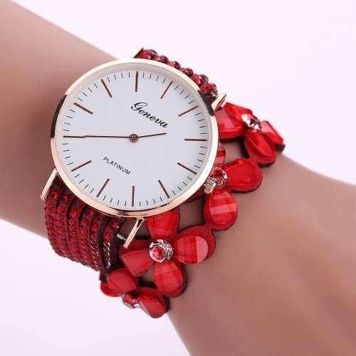 GENEVA BRACELET WATCH CRYSTAL RED