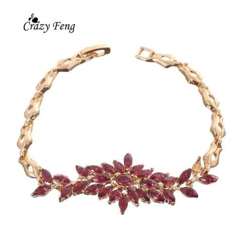 GOLD PLATED PURPLE CRYSTAL BRACELET 190 MM LONG