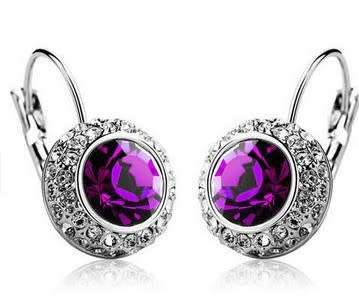 Small Crystal Plated Hoop Earrings For Women