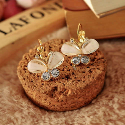 KOREAN STYLE RHINESTONE BUTTERFLY BEIGE