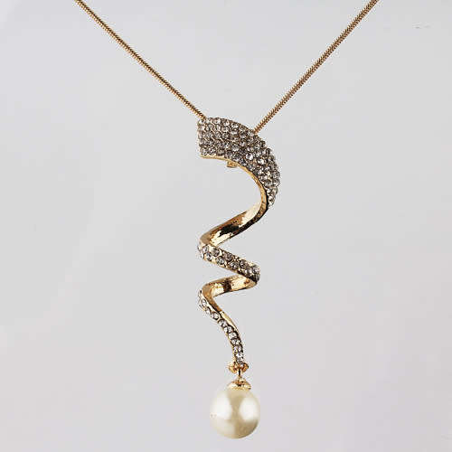 DAZZLING GOLD PLATED CRYSTAL TWIRL NECKLACE & PENDANT - LAST ONE