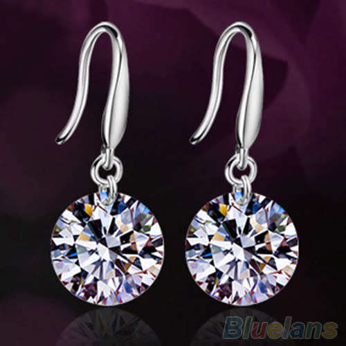 SILVER PLATED DROP ZIRCON EARRINGS