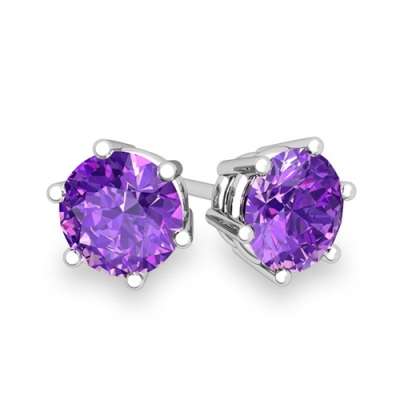 6MM STERLING SILVER CRYSTAL STUD EAR RINGS