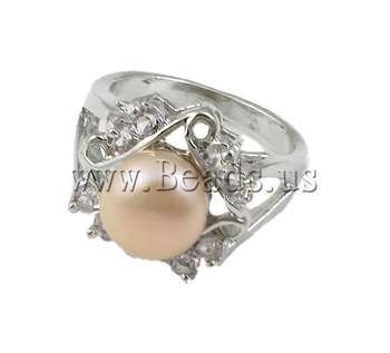 FASHION  FRESHWATER PEARL BRASS  AND RHINESTONE RING SIZE 8