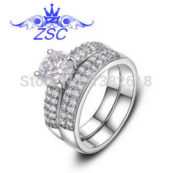 2 PC AUSTRALIAN CRYSTAL ZIRCONIA INCLUDED RING SET SIZE 6