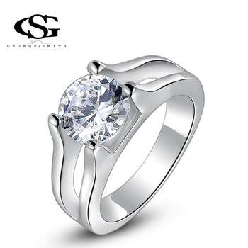 PLATINUM PLATED CUBIC ZIRCONIA LADIES RING SIZE 6